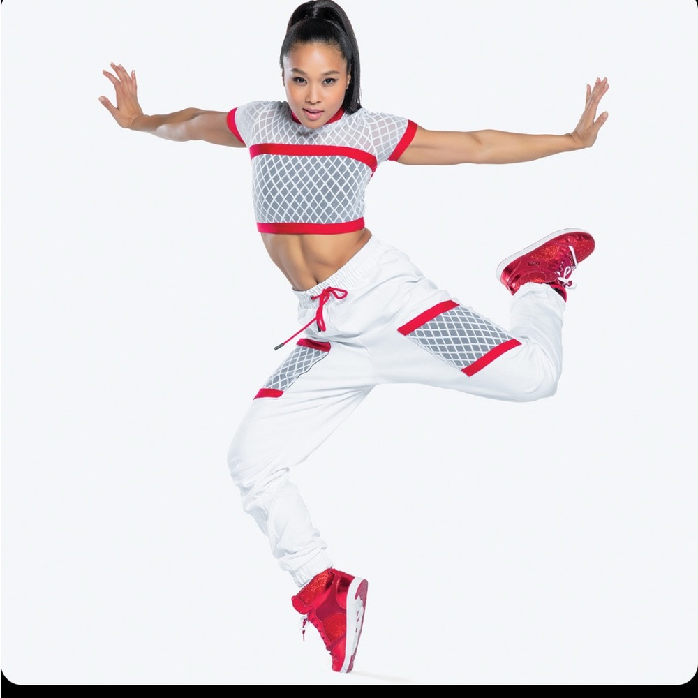 Dynamic White and Red Women's Joggers
